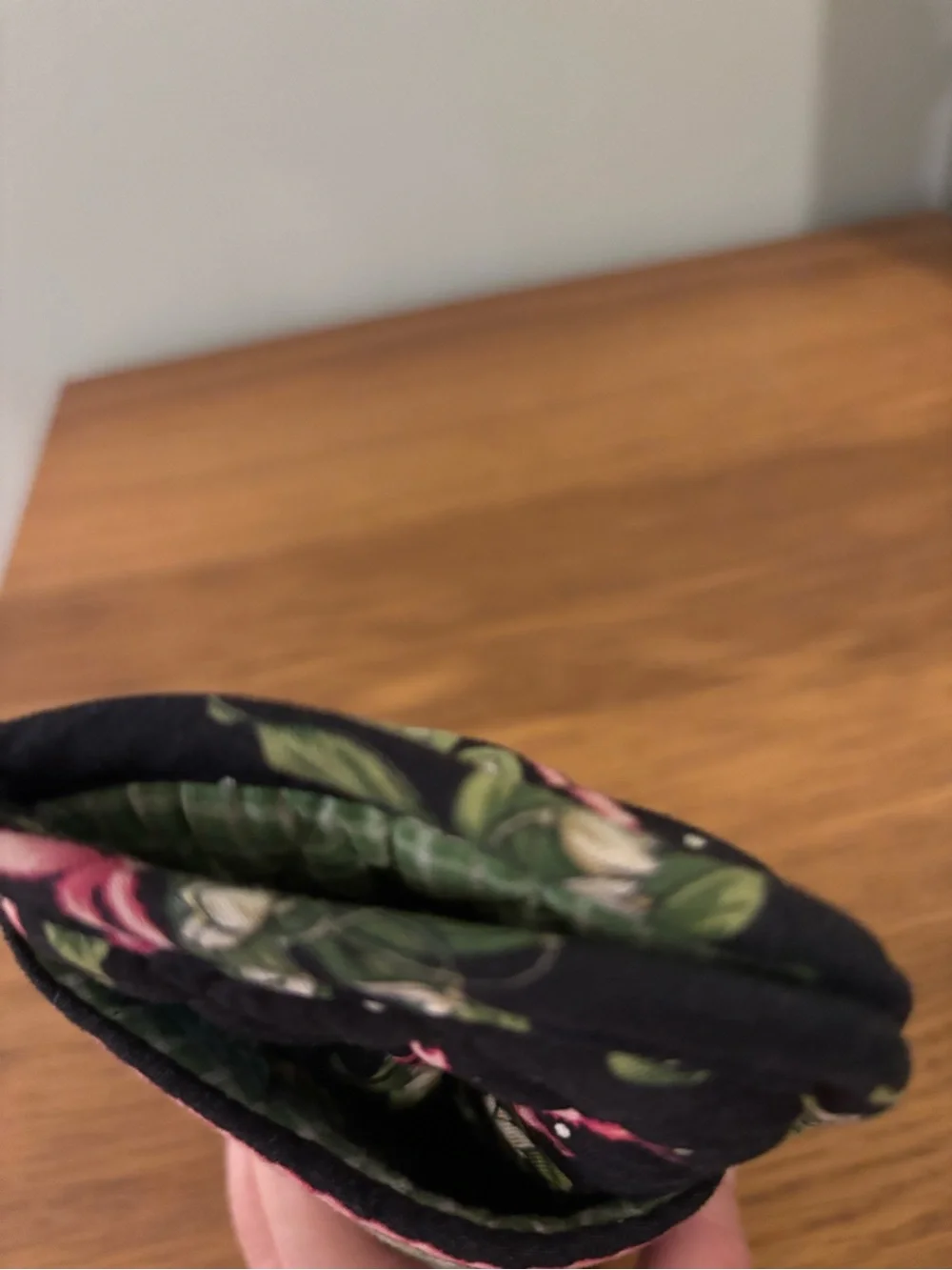 Vera Bradley quilted cotton eyeglasses case in a retired black floral pattern